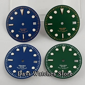 Jaunu 30.5 mm Sterilā Watch Dial Zils/Zaļš Gaismas piemērots NH35/NH35A ETA2824/2836 Miyota 8205/8215/821A DG2813/3804 Kustība