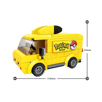 Karstā Karikatūra Anime Pokemon Pikachu Cute Automašīnas, Autobusa Modeli, Celtniecības Bloki, Ķieģeļi Komplekti Klasisko Filmu Lelles Bērniem, Rotaļlietas Bērniem, Dāvanu