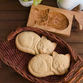 Koka Provance Cookie Cutter Pelējuma Nospiediet 3D Kūka ar Spiešanu Cepšanas Veidnē Instrumentus, dzīvniekiem Piparkūku Cepumu Sīkfailu Zīmogs Maizes