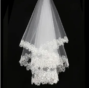 Kāzu aksesuāri īss līgavas plīvuri bez ķemme Balta mežģīņu plīvuru augstas kvalitātes lētu kāzu plīvuri un analogi izstrādājumi:
