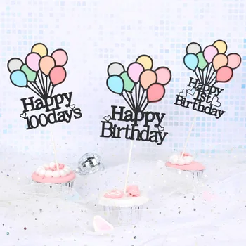 Kūka Toppers DIY baby Girl Happy Birthday 1 Cupcake Kūka Topper Karogi Bērniem Zēni, Dzimšanas dienas, Kāzas, Līgava, Puse Cepšanas Dekori