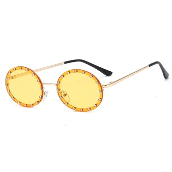 Lady ovālas formas Saulesbrilles Shiny Diamond Rāmis Sievietēm Zīmolu Brilles Dizaineru Modes Vīrietis Sieviete Toņos