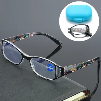 Lasījums Brilles Sievietēm Anti-zila Gaisma Locīšanas Resbyopic Brilles Vīriešu Modes Drukāšanas HD Objektīvs Portatīvo Brilles Gadījumā +1.0~+4.0