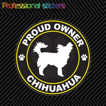 Lepns Īpašnieks Ilgi Haired Chihuahua Decal Uzlīmes Adhesive Vinyl Suns Suņiem Pet, Auto, portatīvie datori, Motocikli, Biroja Piederumi