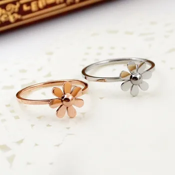 MANGOSKY Jaunu modes titāna tērauda gredzens Daisy gredzenu pāris gredzeni naudas sodu Camellia rādītājpirkstu, kāzu gredzenu