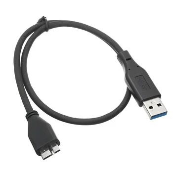 Melna Mini Portatīvo USB 3.0 Vīriešu Mikro B Ātrās Uzlādes Datu Kabeli, Auklu, Svina Stieple Ārējais Cietais Disks Disks