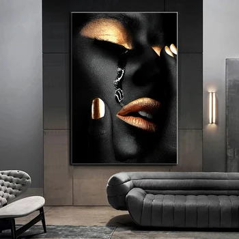 Melns Sieviešu Attēlus Drukas Mūsdienu Mākslas Audekls Gleznošanai Skandināvijas Audekls Plakāti Dzīvojamās Istabas Sienas Dekori Gleznas Bezrāmju
