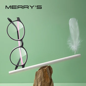 MERRYS DIZAINS Retro Apaļas Brilles Rāmis Vīriešu, Sieviešu, Tīra Titāna Ultra-Vieglā Un Ērti TR90 Optika Brilles S2050