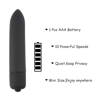 Mini Bullet Vibrators 10 Ātrumu Dildo, Vibratori AV Stick Erotiska Seksa Rotaļlietas Sievietēm G-spot Massager Anālais Plug Sieviešu Masturbator