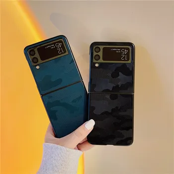 Modes Maskēties Gredzenu case for Samsung Galaxy Z Flip 3 5G Segtu antidetonācijas luksusa PU ādas+PC Gadījumos Flip3 Gadījumā