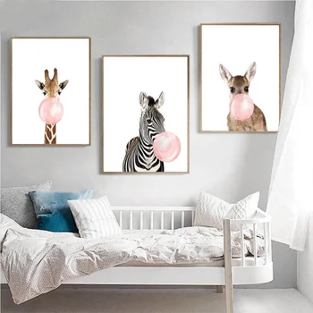 Nordic Style Zebra Žirafe Dzīvnieku Plakāti un Izdrukas Audekls Mākslas Apgleznošana Sienu Mākslas Bērnistabu Dekoru Attēlu Bērni Telpu Dekorēšana