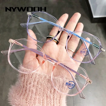 NYWOOH ir 2021. Modes Sieviešu Lasīšanas Brilles Vīrieši Nelegālo Hyperopia Brilles Recepšu Zīmola Dizainere Zila Rozā Brilles