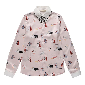 Pavasara Rudens Karstā Pārdošana Jaunu Eiropas Amerikāņu Modes Sieviešu Topi Kokvilnas Miaomi Izšūtu kakla Izgriezumu Krekls