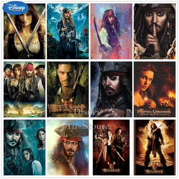 Pirātu Kapteinis Jack Sparrow DIY Dimanta Krāsošana Karību jūras Pirāti Pilna Dimanta Mozaīkas Attēlu Rhinestones Mājas Dekoru