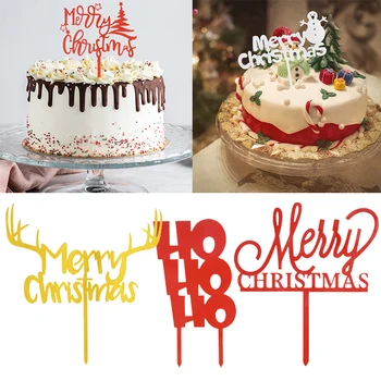 Priecīgus Ziemassvētkus Akrila Kūka Topper laimes Dzimšanas dienā, Baby Dušas Cupcake Karogi DIY Kūku Cepšanas Jaunā Gada, Ziemassvētku Rotājumi