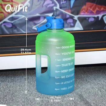 Quifit Ūdens Pudeli 3.78 L 128oz Motivācijas ar Salmu Leakproof BPA Bezmaksas Sporta Ceļojuma Krūze Laiks Marķieri Palīdz Zaudēt Svaru