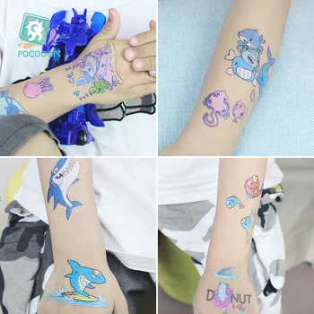 Rocooart Pirātu Haizivs Tetovējums Mazulis Karikatūra Viltus Taty Bērniem Tatuajes Temporales Body Art Ūdensnecaurlaidīgus Pagaidu Tetovējumu Uzlīmes