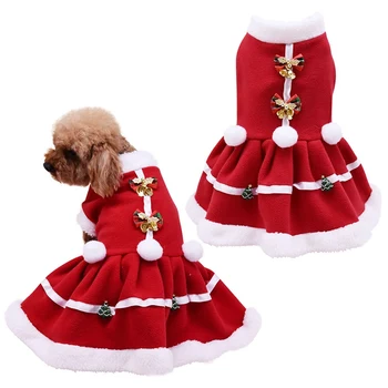 Sarkana Kleita Ziemassvētku Kucēnu Siltu Vilnas Svārki Apģērbu Rudens Ziemas Siltā Suņu Apģērbu Pet Suns, Sarkanā Kleitā Masku
