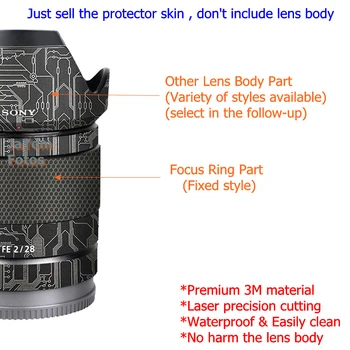 SEL28F20 Kameras Objektīvs Uzlīme Mētelis Ietin aizsargplēvi Ķermeņa Decal Ādas Sony FE 28 28mm F2 2.0 mm 28 mm/2.0 FE28mm/2