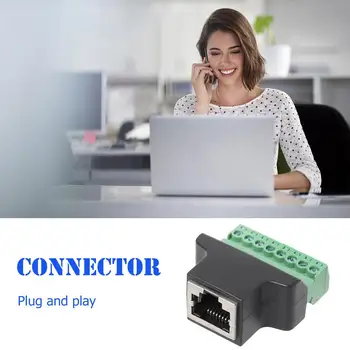 Skrūve Termināls Pārveidotājs Plug Play Viegli Ielikt Eksporta Veikt RJ45 Sieviešu to 8 Pin Ethernet Kabeļi Extender Adapteri