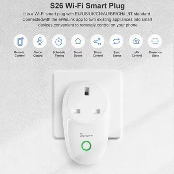 Sonoff S26 Zigbee / WiFi Smart Power Plug Smart Home Bezvadu Kontaktligzdu Taimeris Sveces Strādā Ar Alexa, Google Home Ewelink App