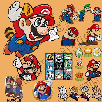 Super Mario Dzelzs Vēstules Vinila Siltuma Ielāpus Drēbes Kleita Mario Bro Lietas, Termo Uzlīmes Bērnu Plāksteris Aplikācijas