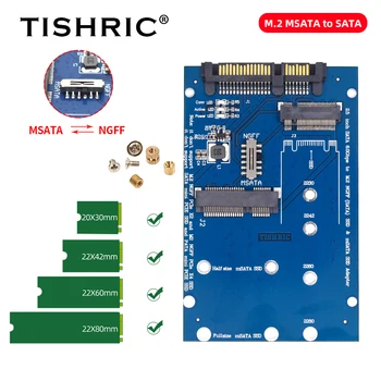 TISHRIC M2 SATA Converter M2 Sata Adapteri NGFF SSD disks 2,5 Collu SATA 6.0 gb / s uz M2 SSD Adapteris M2 MSATA ar SATA Converter For PC