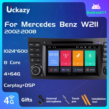 Uckazy 2 din Android 11 Auto Radio ar DVD Atskaņotāju Mercedes Benz E-class W211 E200 E220 E300 E350 e240 E280 CLSCLASS W219 Multivides Audio Stereo Galvas Vienības GPS Navigācijas 8 Kodolu