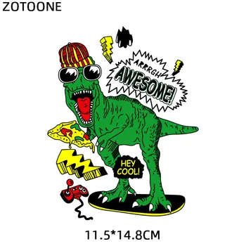 ZOTOONE Gudrs Dinozauru Pathes Apģērbu Siltuma Nodošanu Dzelzs Nodošanas Dzīvnieku Print T-krekls Kleitas Mazgājams Uzlīmes E