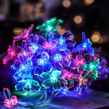 Ķiršu Ziedu Ziedu Vainags Lampas Akumulators/USB Darbināmu LED String Pasaku Gaismas Kristāla Ziedi Iekštelpu Kāzas, Ziemassvētku Dekori