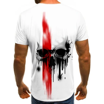 Šausmu galvaskausa vīriešu T-krekls vasaras ikdienas topi 3D drukātā veidā īsām piedurknēm jaunu apaļu kakla krekls moderns streetwear